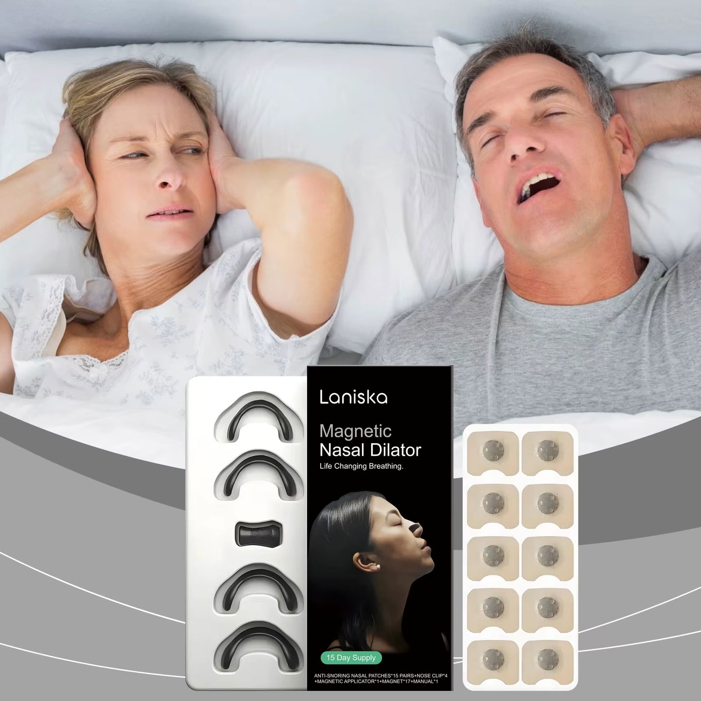 Magnetic Nasal Dilator Kit Relieve Stuffy Nose Breathe Strips Increase Oxygen Intake Stop Snoring Promote Deep Sleep Aid Patch