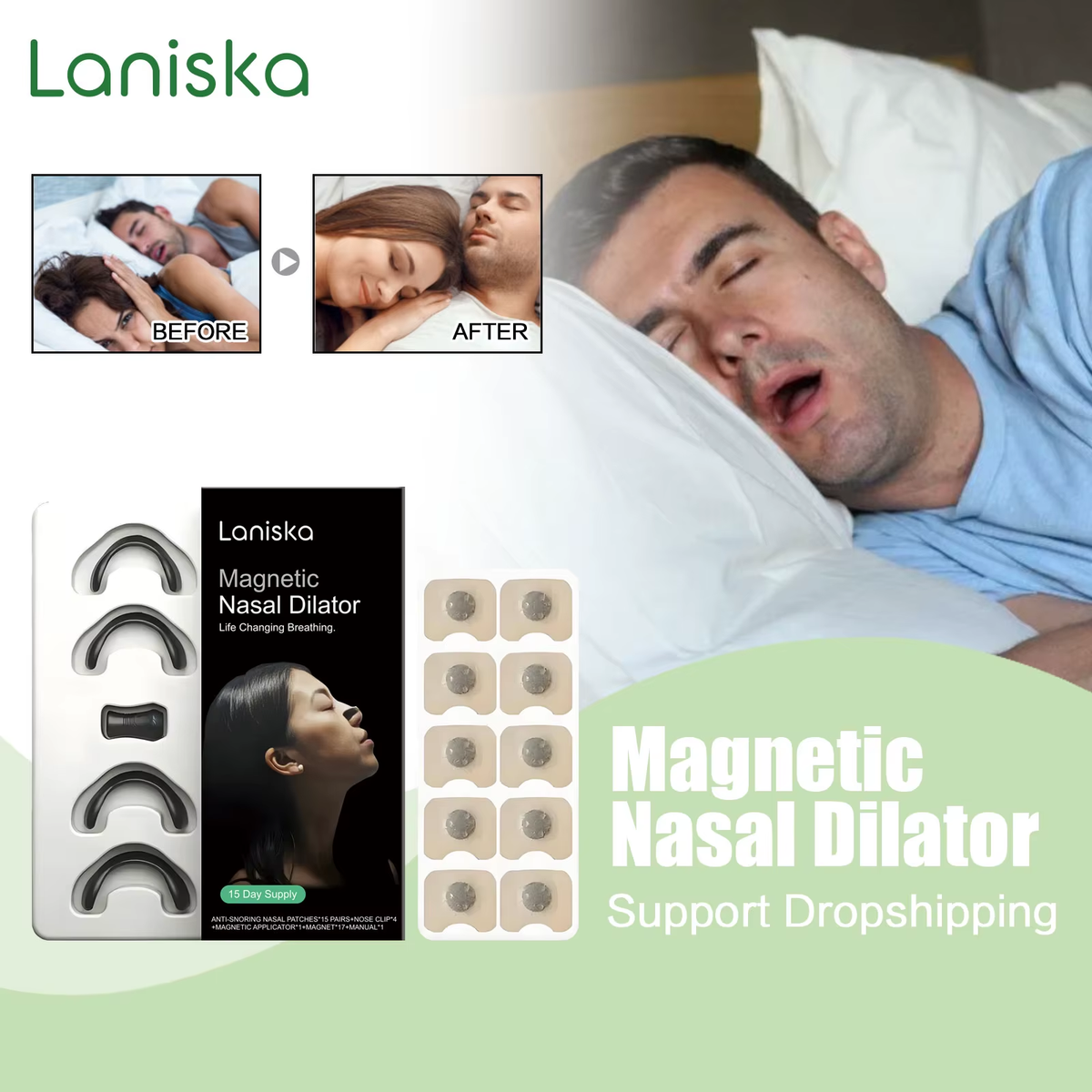 Magnetic Nasal Dilator Kit Relieve Stuffy Nose Breathe Strips Increase Oxygen Intake Stop Snoring Promote Deep Sleep Aid Patch